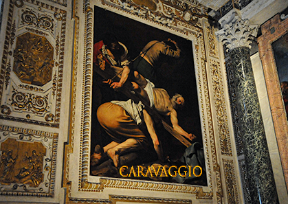 Photographies des peintures du Caravaggio décorant San Luigi di Francesi é la Chiesa santa Maria del Popolo